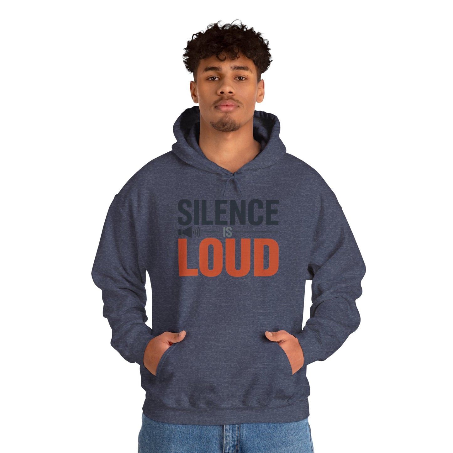 Mens Heavy Blend™ Hooded Sweatshirt, Silence Is Loud Graphic Motivational Mens Hoodie