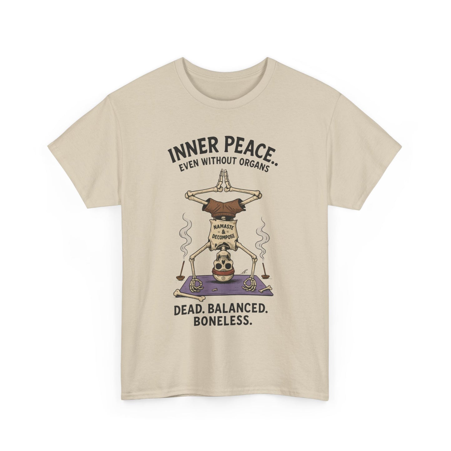 Inner Peace Skeleton Yoga Unisex Tee, Dark Humor Meditation Shirt, Gift for Mindfulness Lovers, Yoga Shirt, Peaceful Vibes