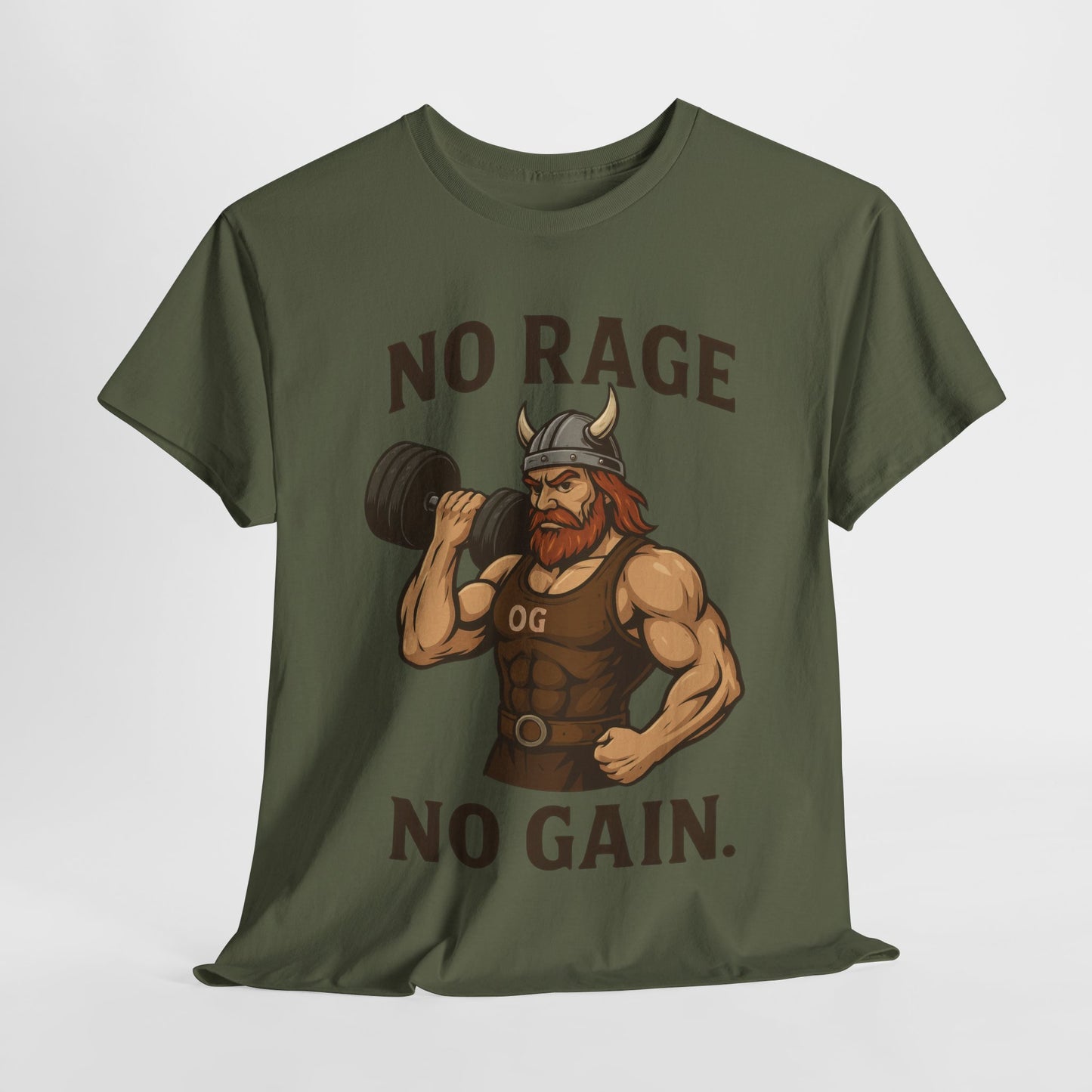 No Rage No Gain Viking Gym Shirt, Funny Muscle Workout Tee, Barbarian Fitness T-Shirt for Men, Powerlifting Humor Shirt, Viking Lifting Gift