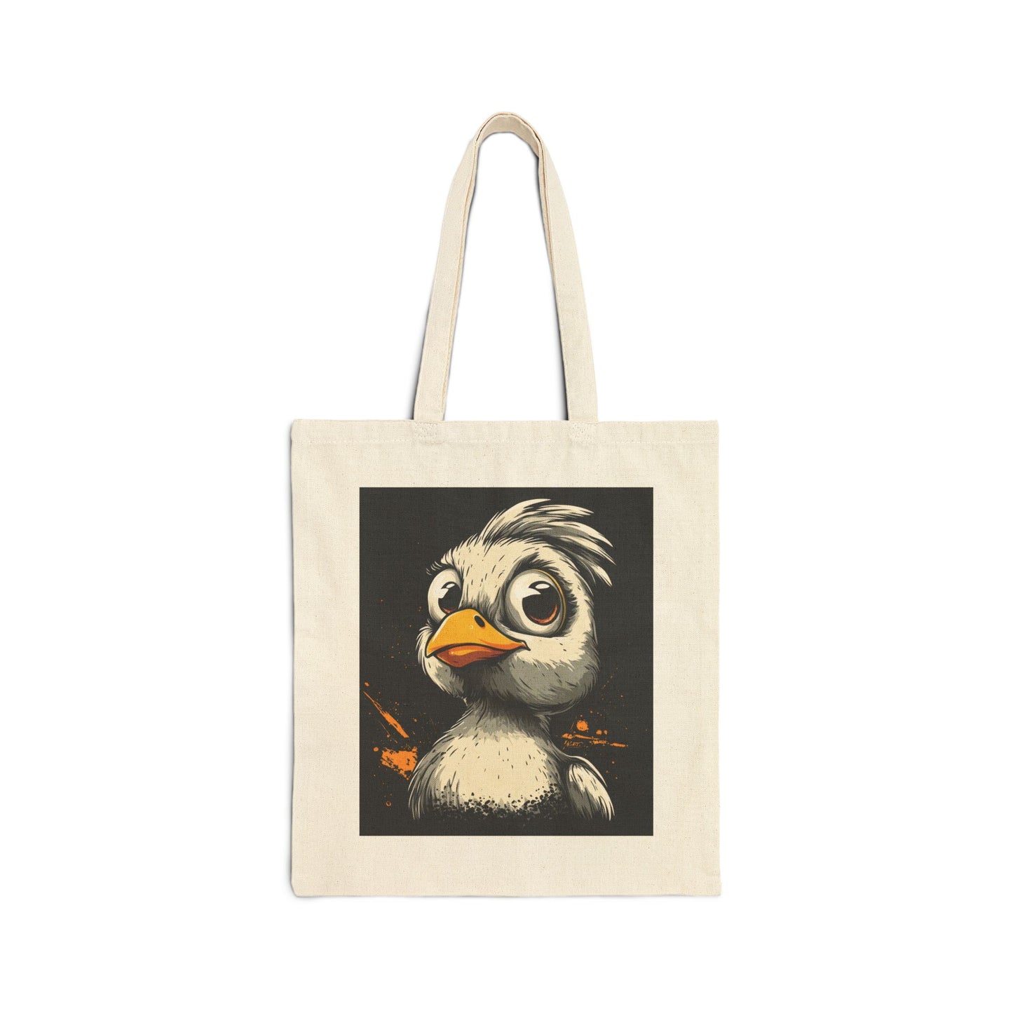 Cool Cartoon Bird Tote Bag, Funny Grumpy Duck Character Street Art Style, Bold Graphic Animal Print Canvas Bag, Cute Bird Art