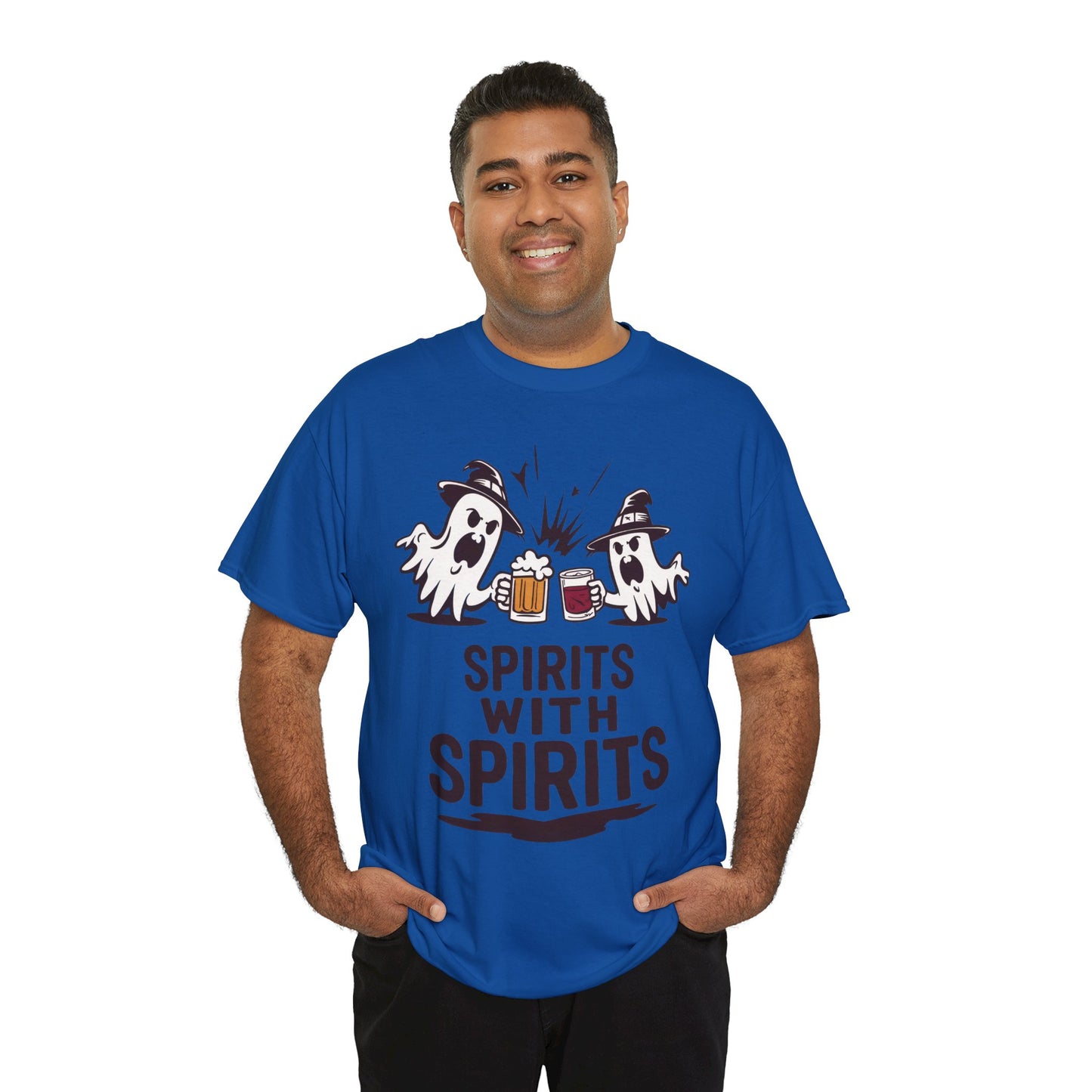 Spirits With Spirits Men's T-Shirt, Funny Ghost Drinking Halloween Party Graphic Tee