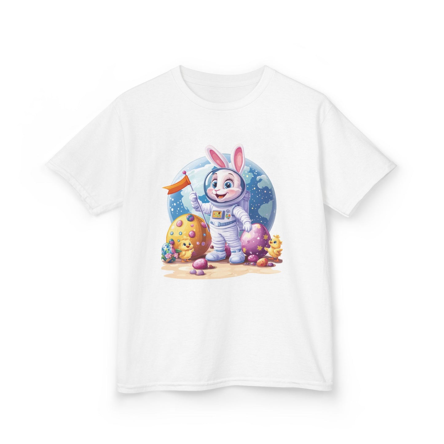 Kids Easter Astronaut Bunny T-Shirt, Space Bunny with Eggs, Galaxy Adventure Tee, Cute Bunny Gift for Boys and Girls