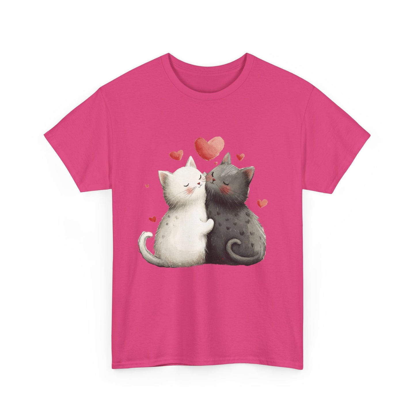 Cute Cat Love T-Shirt, Adorable Feline Couple Tee, Gift for Cat Lovers, Valentine's Day Shirt, Cozy Everyday Wear, Cat Mom T-Shirt