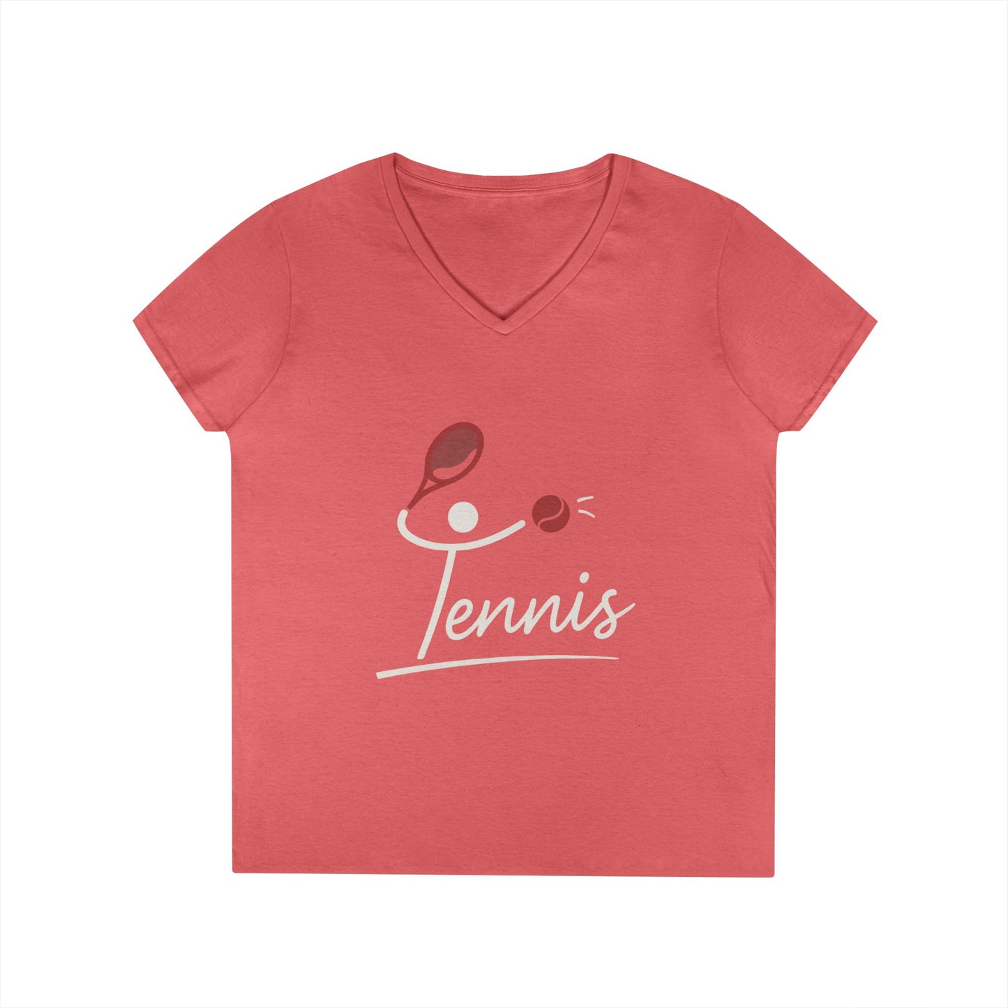 Ladies' V-Neck T-Shirt, Womens Tennis Graphic T-Shirt, Cute Sports Tee, Funny Workout Gym Top for Women