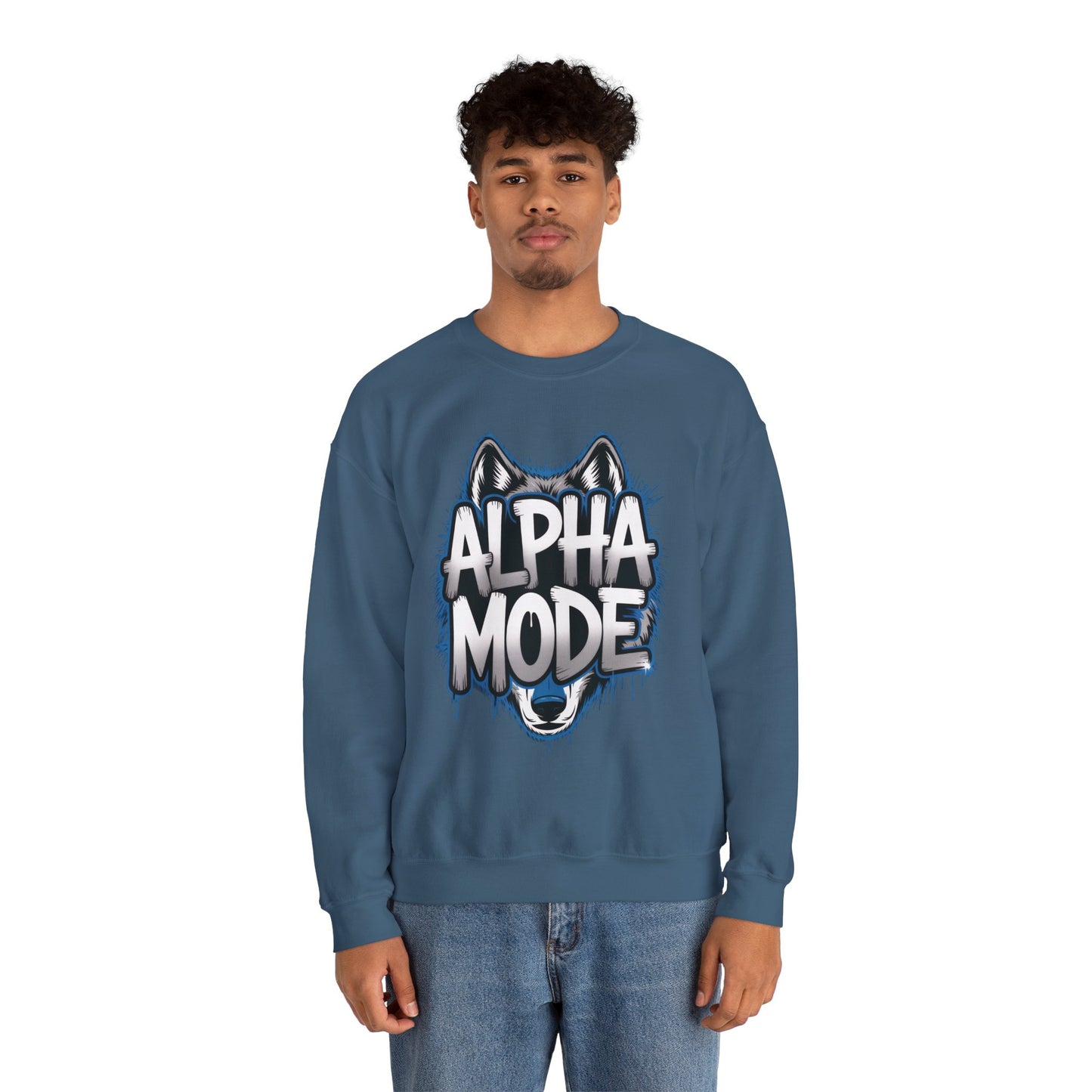 Mens Heavy Blend™ Crewneck Sweatshirt, Alpha Mode Mens Wolf Graphic Crewneck Sweatshirt