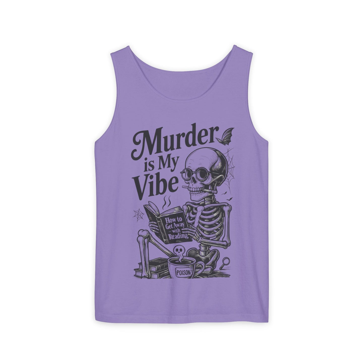 Murder Is My Vibe Tank Top, Womens Goth Tank, Halloween Clothing, Skeleton Graphic Tee, Cozy Casual Wear, Quirky Gift Idea