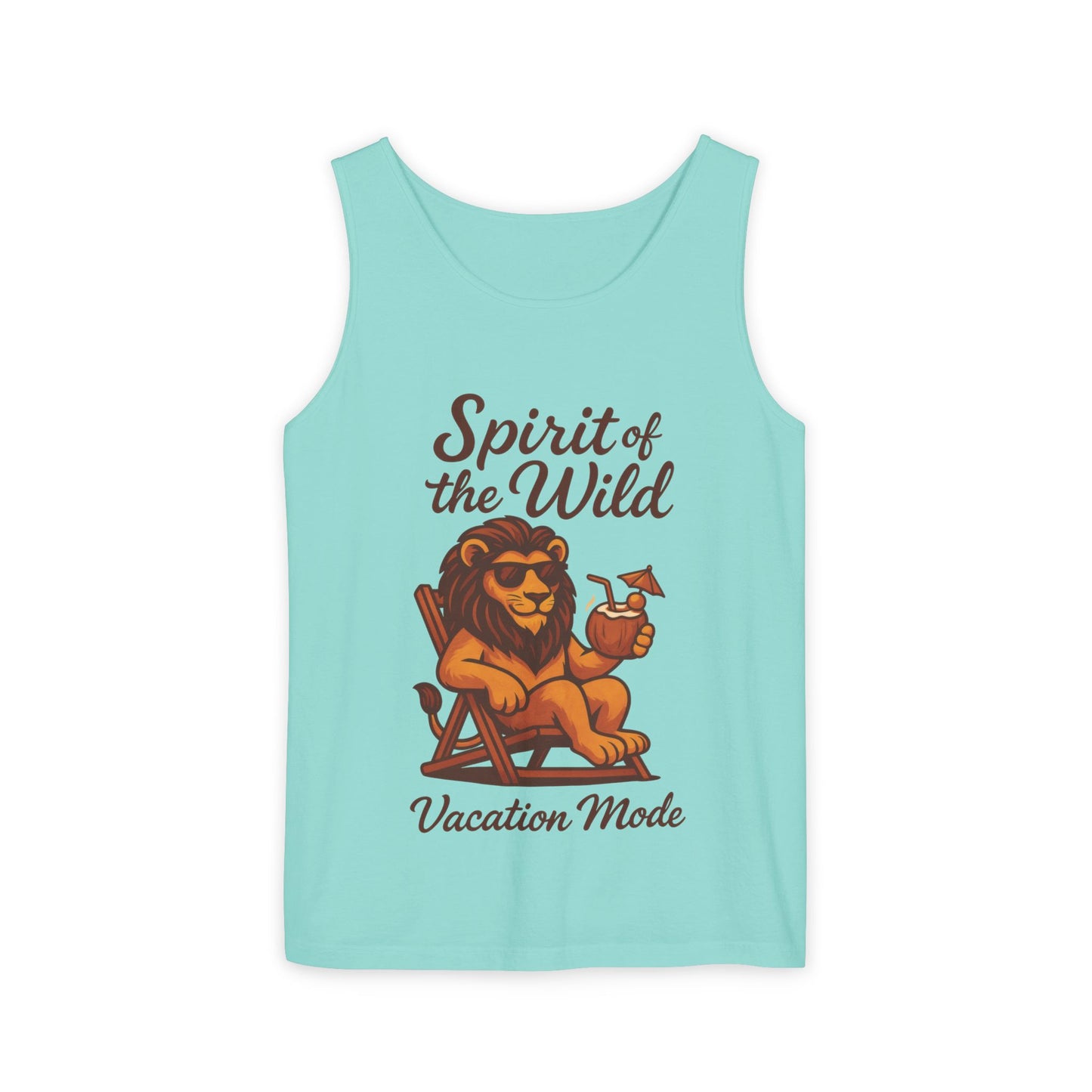 Spirit of the Wild Lion Tank Top - Vacation Mode Funny Summer Sleeveless Shirt for Men, Summer Wear, Graphic Tees, Beach Outfit