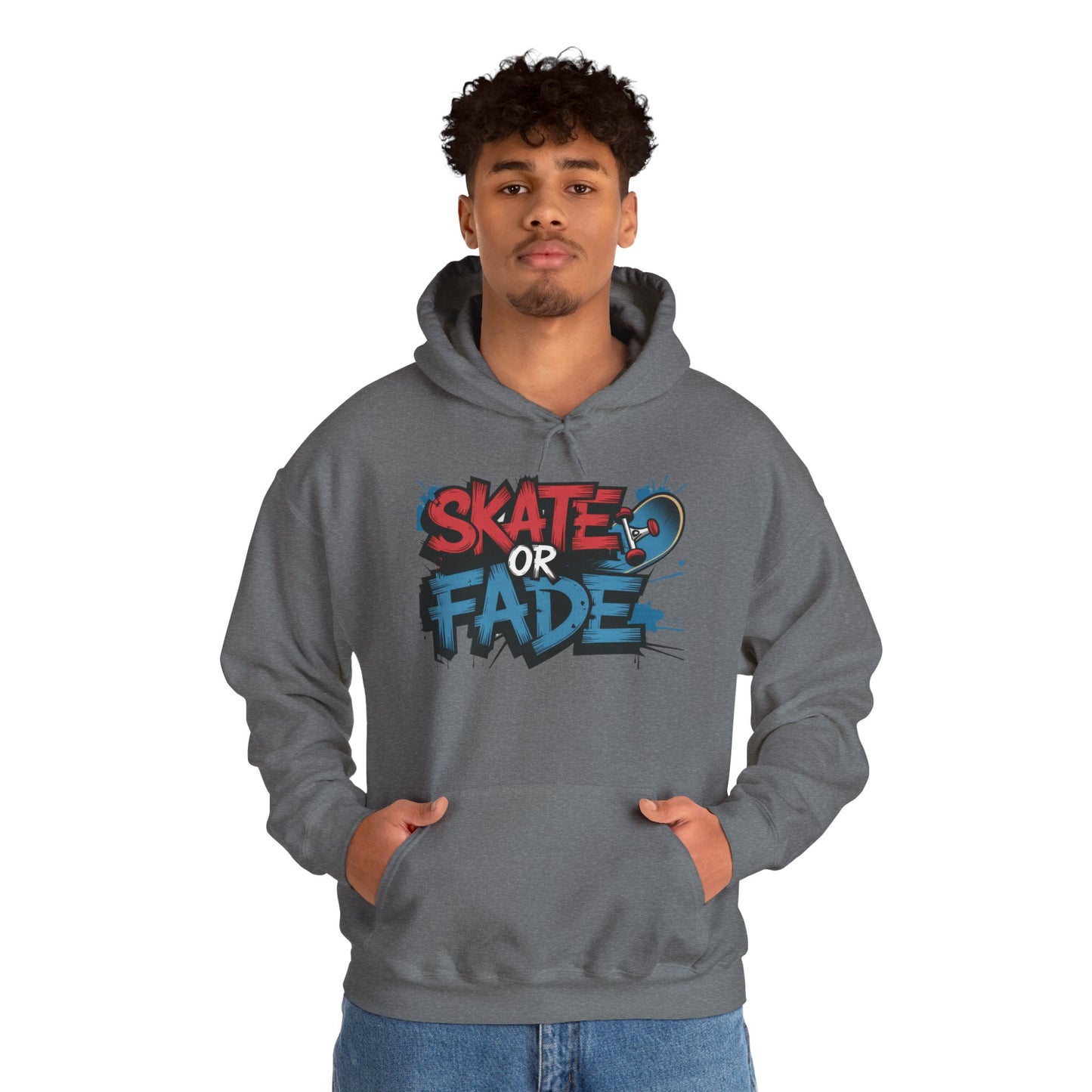 Skate Or Fade Men's Hoodie, Graffiti Skateboarding Pullover, Urban Streetwear Hoodie for Skaters