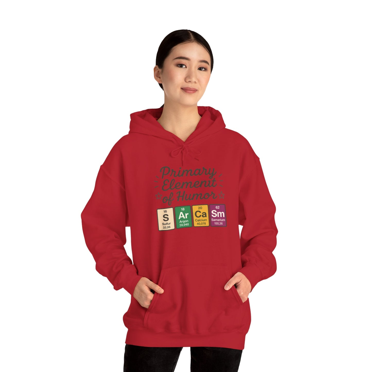 Sarcasm Hoodie for Women, Funny Chemistry Hoodie, Primary Element of Humor Science Sweatshirt, Nerdy Gift for Her