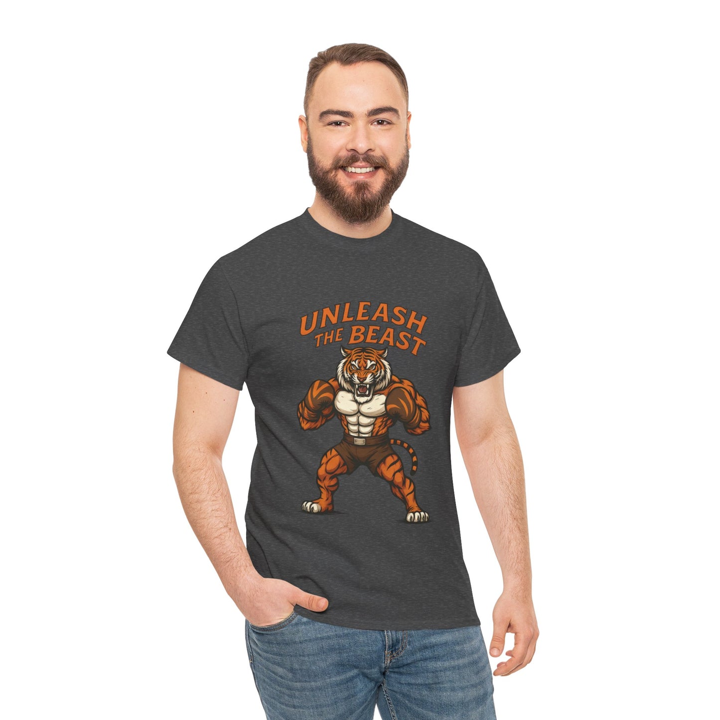 Unleash The Beast Tiger Gym Shirt, Mens Workout T-Shirt, Bodybuilding Motivation Tee, Fitness Muscle Tiger Graphic, Strong Beast Gym Top