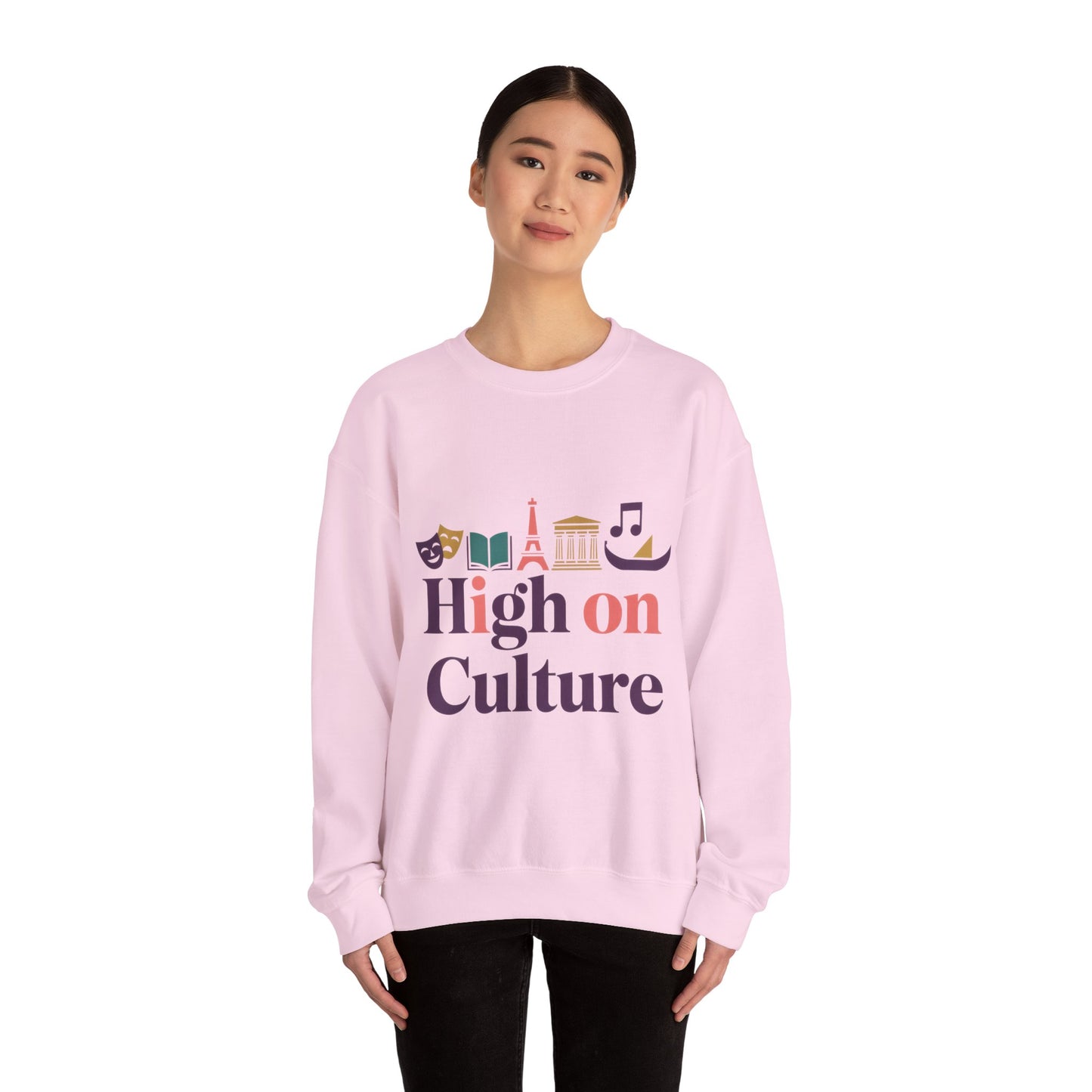 Womens Heavy Blend™ Crewneck Sweatshirt, High on Culture Womens Sweatshirt, Stylish Cultural Graphic Top