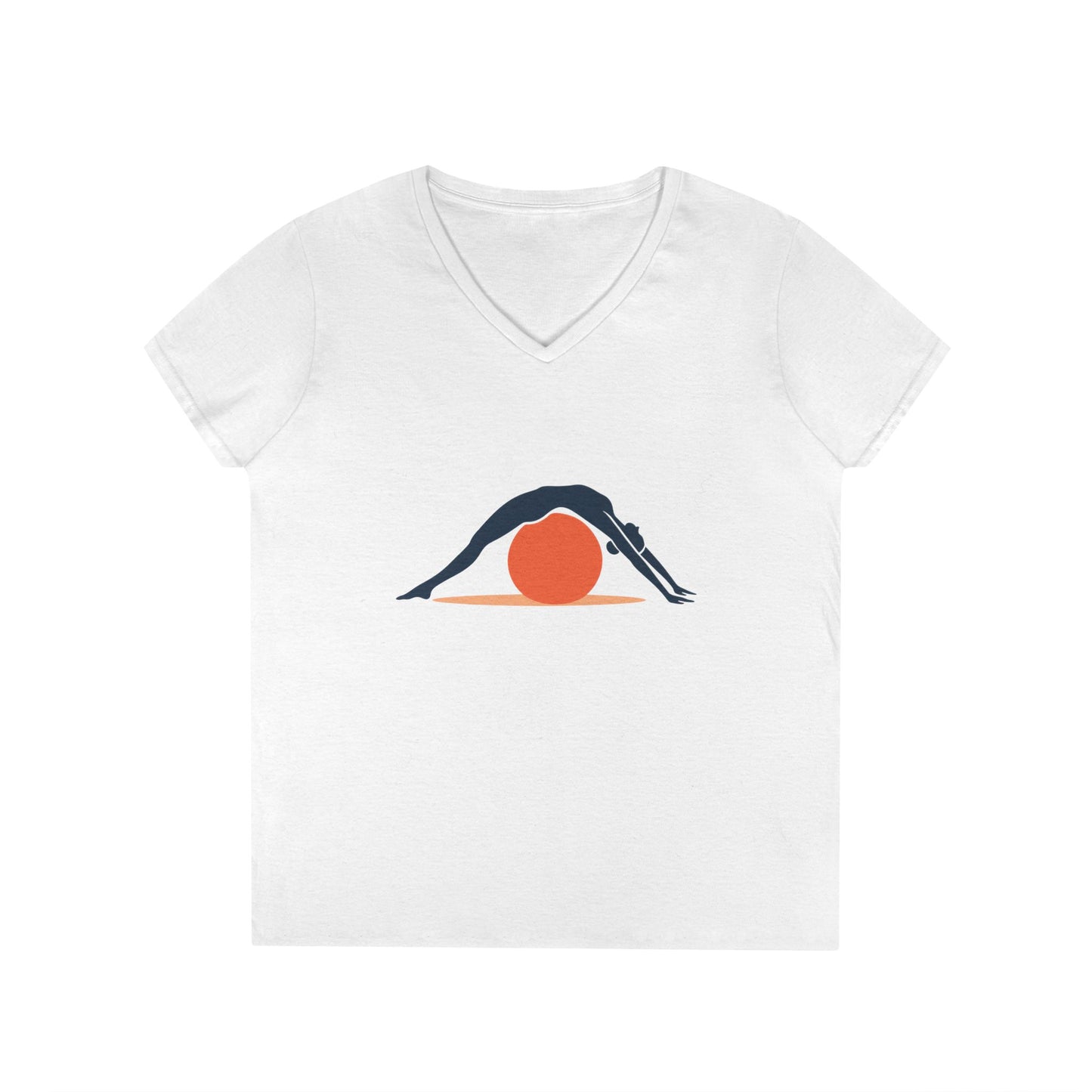 Ladies' V-Neck T-Shirt, Womens Pilates T-Shirt, Yoga Fitness Graphic Tee, Workout Gym Activewear Top