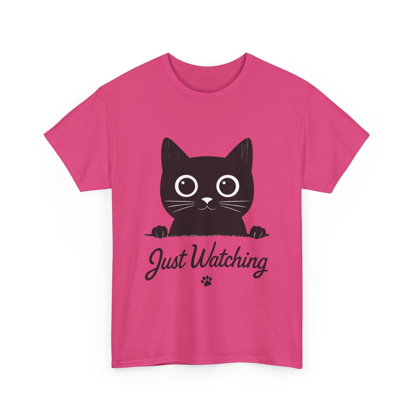 Cute Black Cat Shirt for Women - Just Watching Minimalist Kitty Tee - Funny Cat Lover Gift, Funny Pet Lover Gift, Animal Lover Tee
