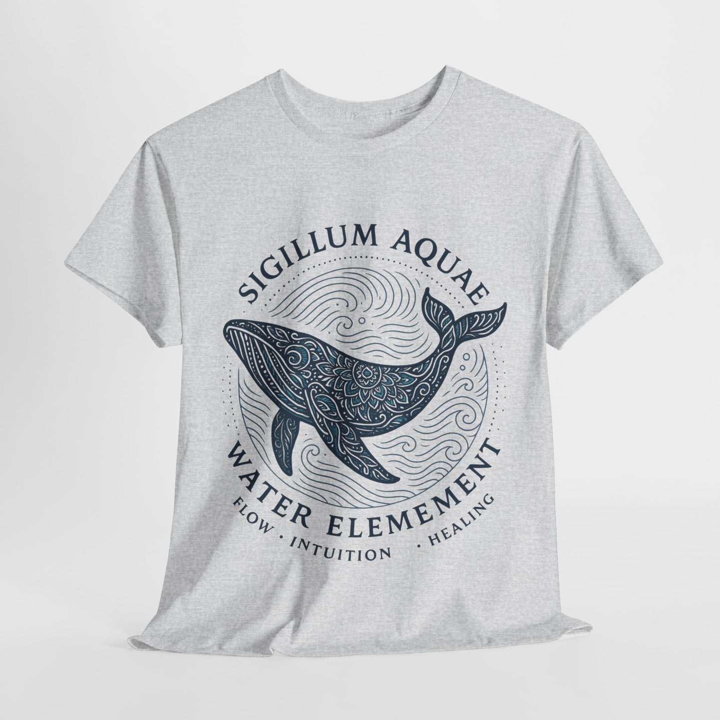 Water Element Whale Tee, Sigillum Aquae Symbol, Flow Intuition Healing, Spiritual Ocean Totem Tee, Nature Energy Shirt, Mindfulness Fashion