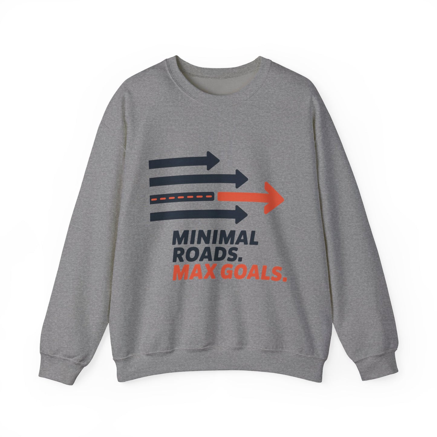 Mens Heavy Blend™ Crewneck Sweatshirt, Minimal Roads Max Goals Motivational Mens Sweatshirt