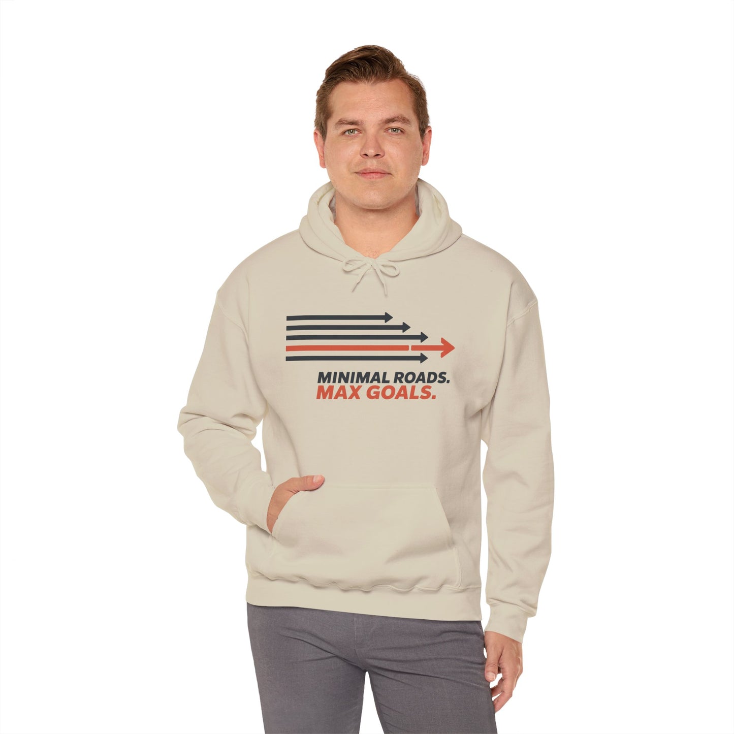 Mens Heavy Blend™ Hooded Sweatshirt, Minimal Roads Max Goals Motivational Mens Hoodie