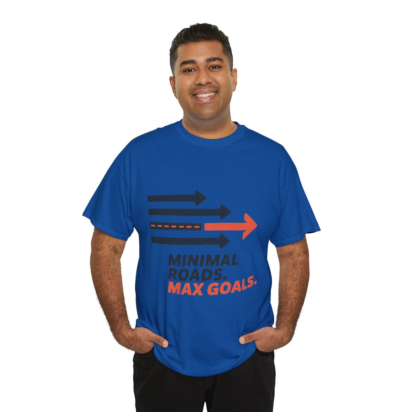 Minimal Roads Max Goals Motivational Mens T-Shirt, Urban Style Graphic Tee