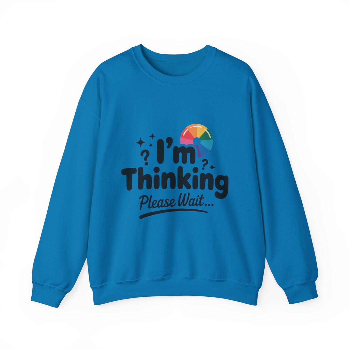 Funny - Im Thinking Please Wait - Mens Sweatshirt, Cute Geeky Gift for Introverts, Programmers, Designers, Humor Crewneck, Gift for Adults