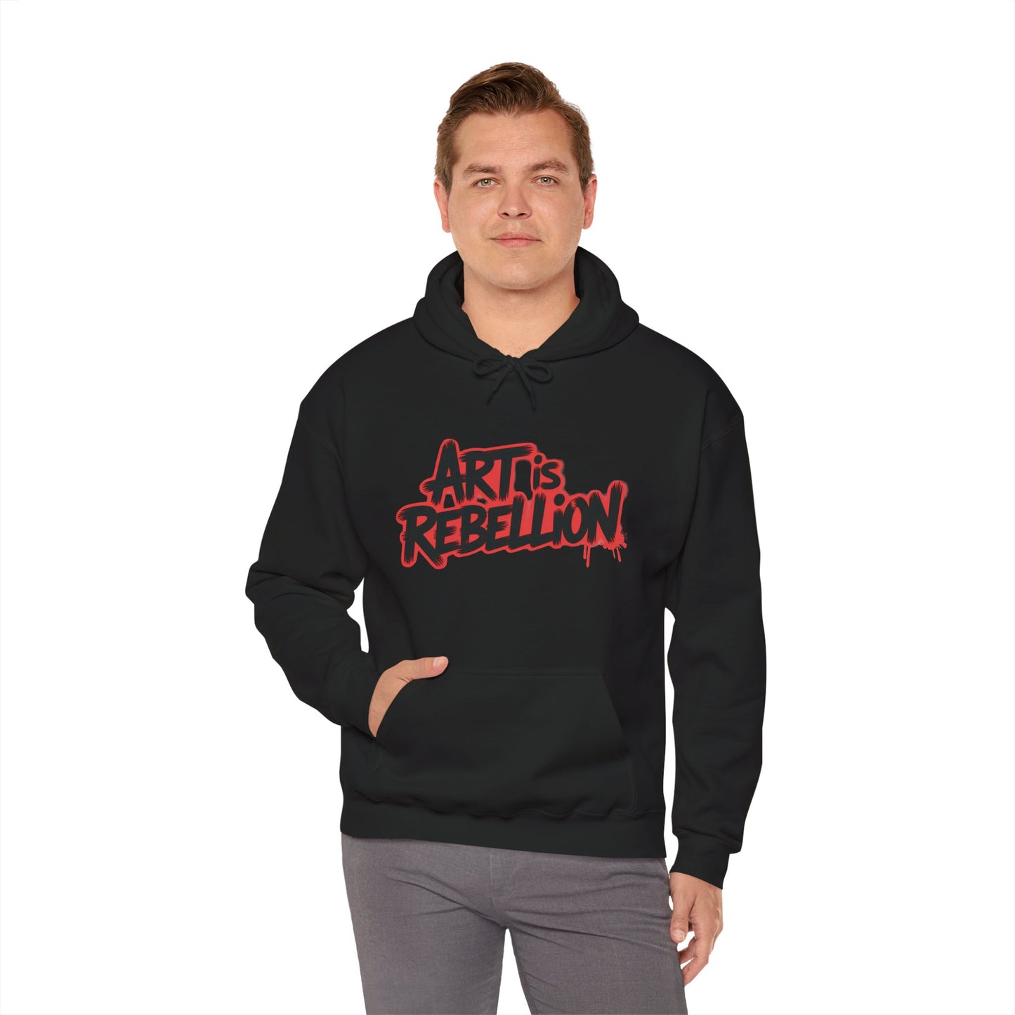 Men's Heavy Blend™ Hooded Sweatshirt, Art Is Rebellion Men's Hoodie, Graffiti Street Art Pullover, Urban Rebellion Hoodie for Skaters