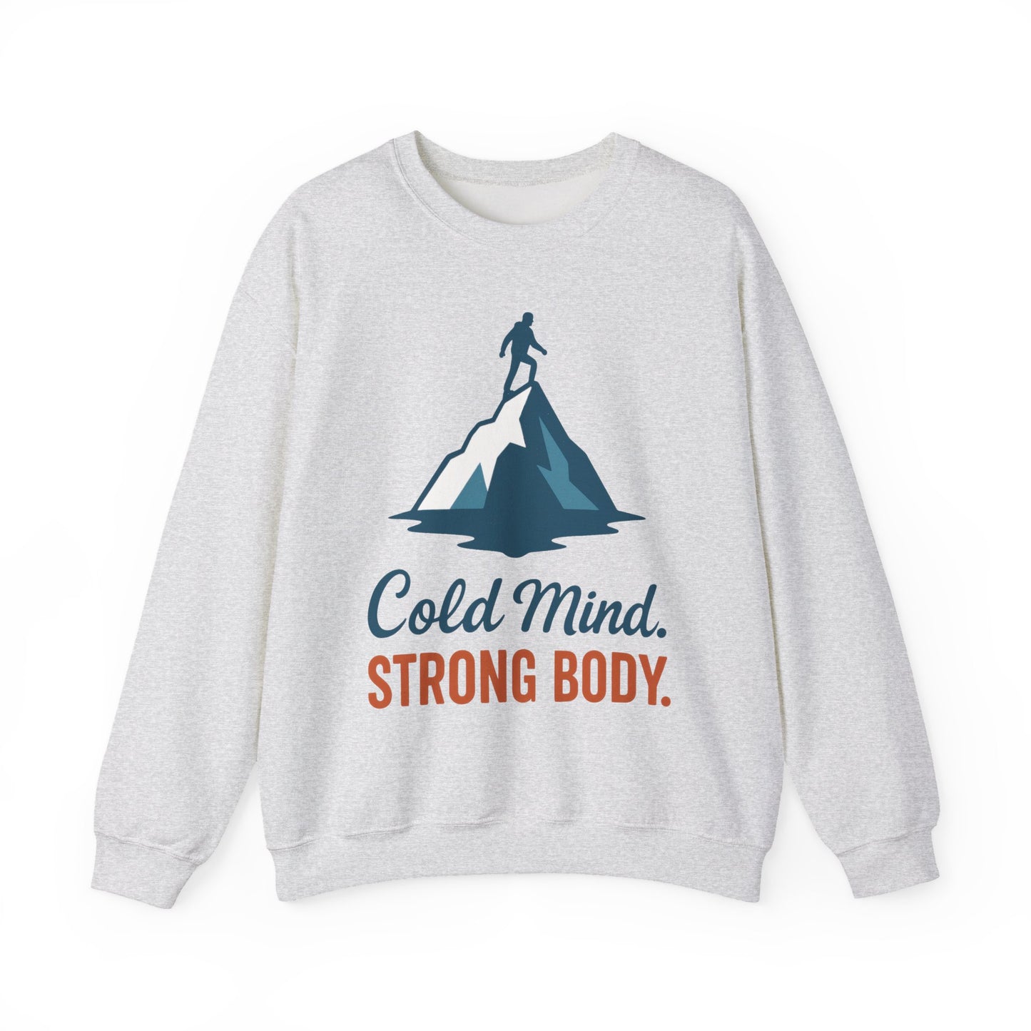 Men's Heavy Blend™ Crewneck Sweatshirt, Cold Mind Strong Body Sweatshirt, Nordic Mountain Minimalist Pullover