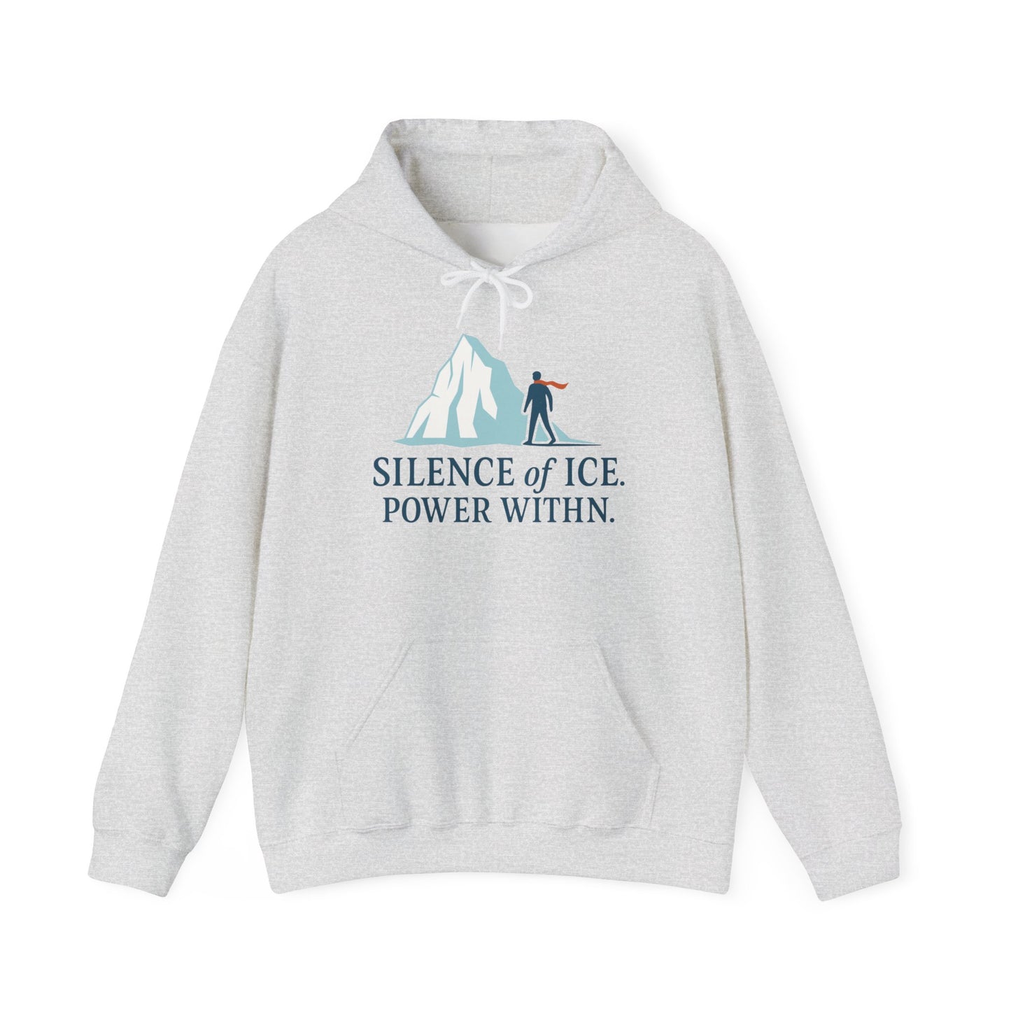 Men's Heavy Blend™ Hooded Sweatshirt, Silence of Ice Power Within Hoodie, Nordic Minimal Iceberg Graphic Streetwear
