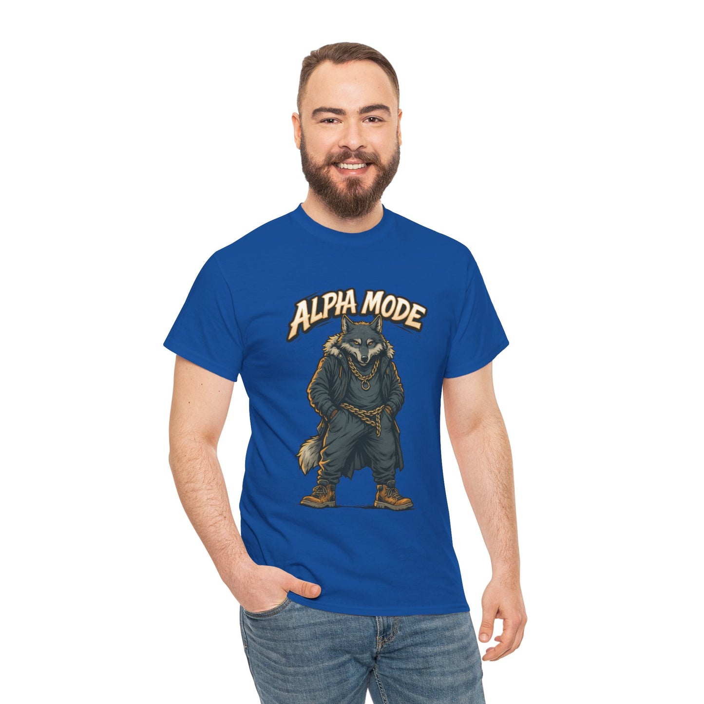 Alpha Mode Wolf Shirt, Mens Streetwear Graphic Tee, Hip Hop Wolf T-Shirt, Alpha Male Power Shirt, Cool Urban Wolf Gift, Trendy Summer Shirt