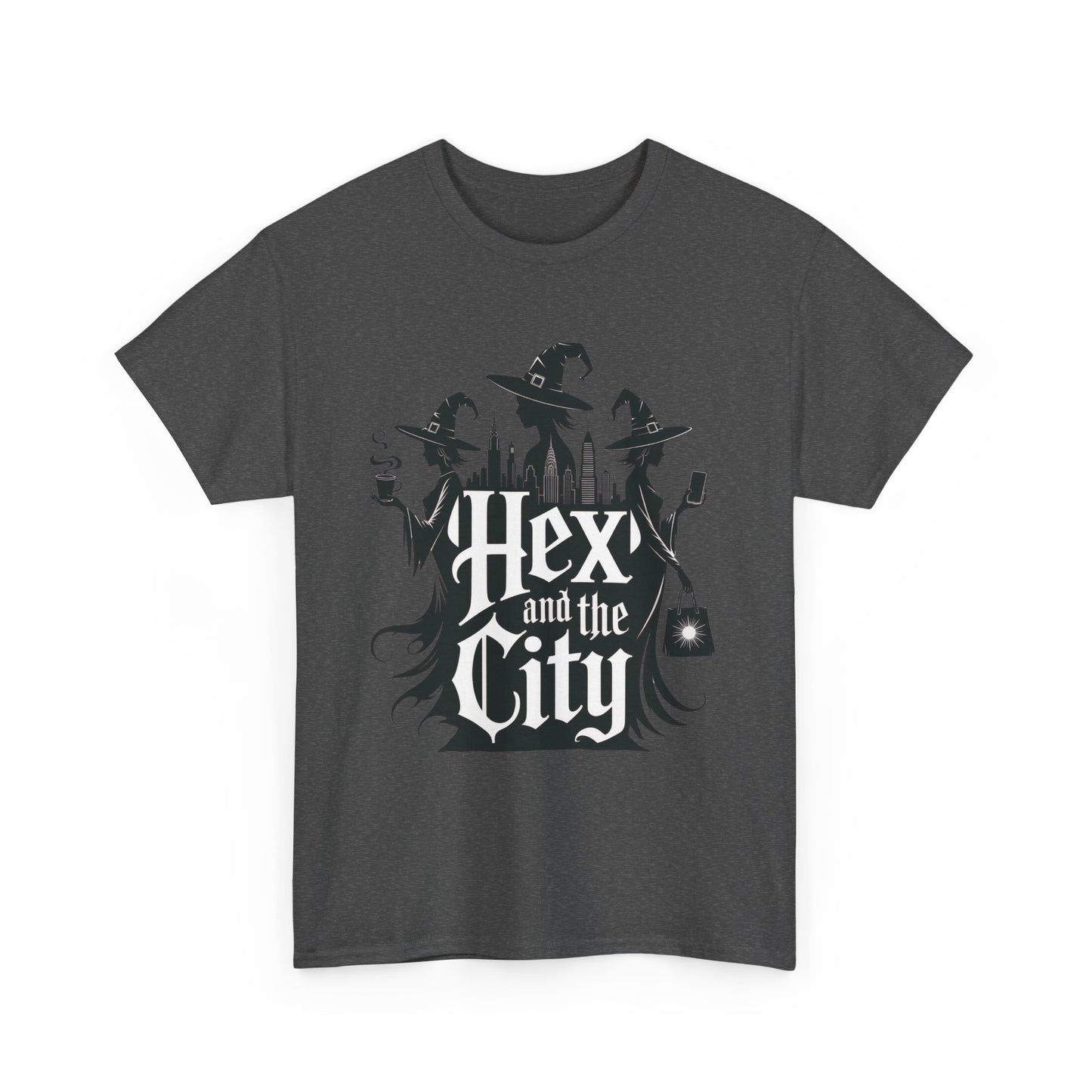 Women's Hex and the City Witch Shirt, Gothic Witches New York Skyline Halloween T-Shirt for Women