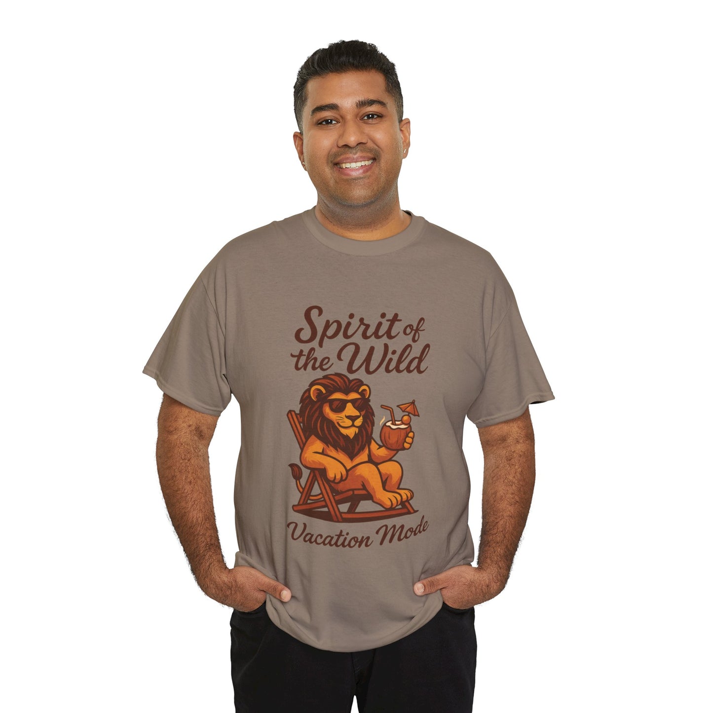 Spirit of the Wild Lion Shirt for Men - Vacation Mode Funny Summer Tee - Relaxed Jungle King Graphic, Vacation Mode, Perfect for Vacations