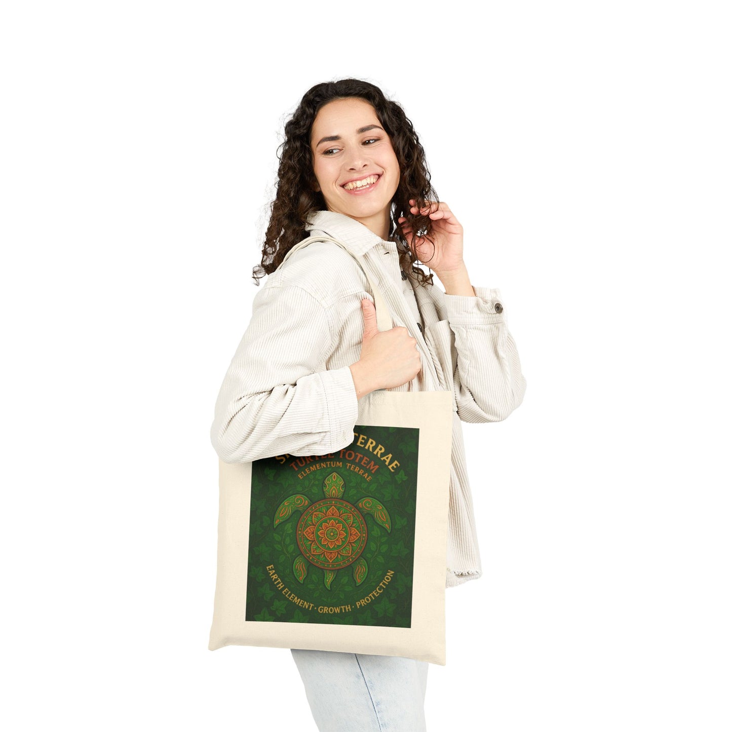 Earth Element Turtle Mandala Tote Bag, Sigillum Terrae, Growth & Protection, Four Elements Series Canvas Bag, Gift for Nature Lovers