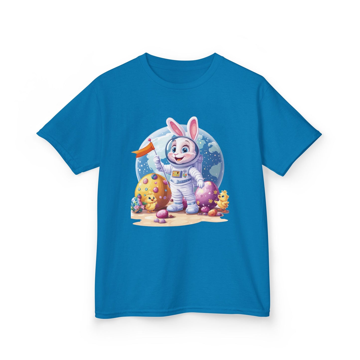 Kids Easter Astronaut Bunny T-Shirt, Space Bunny with Eggs, Galaxy Adventure Tee, Cute Bunny Gift for Boys and Girls