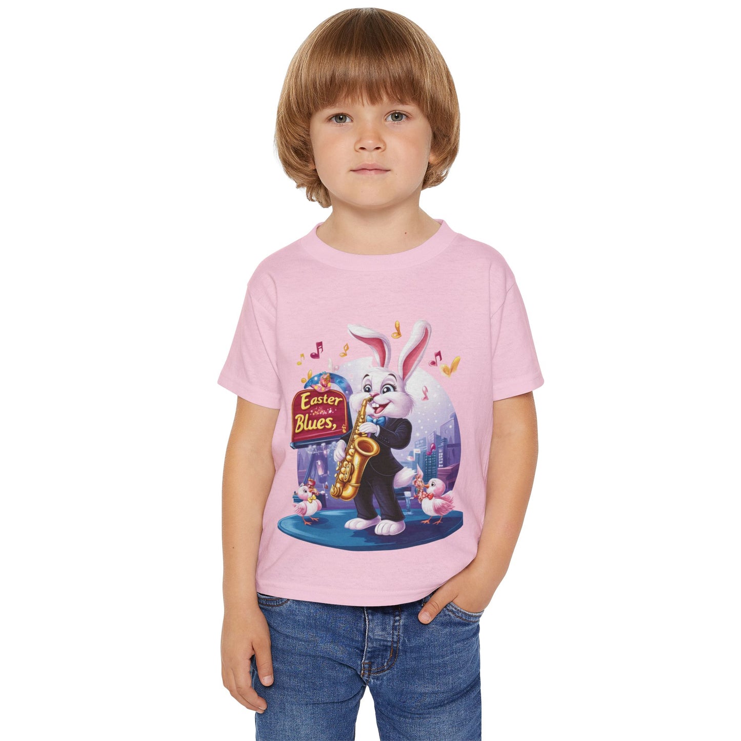 Easter Bunny Jazz Toddler T-Shirt - Cute Music Themed Tee for Kids, Saxophone Bunny Spring Shirt, Fun Gift for Little Boys & Girls