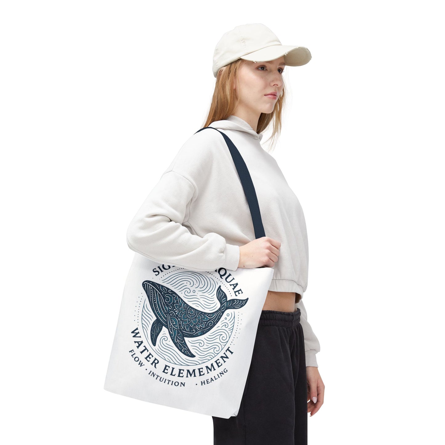 Whale Water Element Tote Bag: Spiritual Gift, Eco-Friendly, Beach Bag, Yoga Accessories, Meditation Essentials, Weekender Bag, Large Bag
