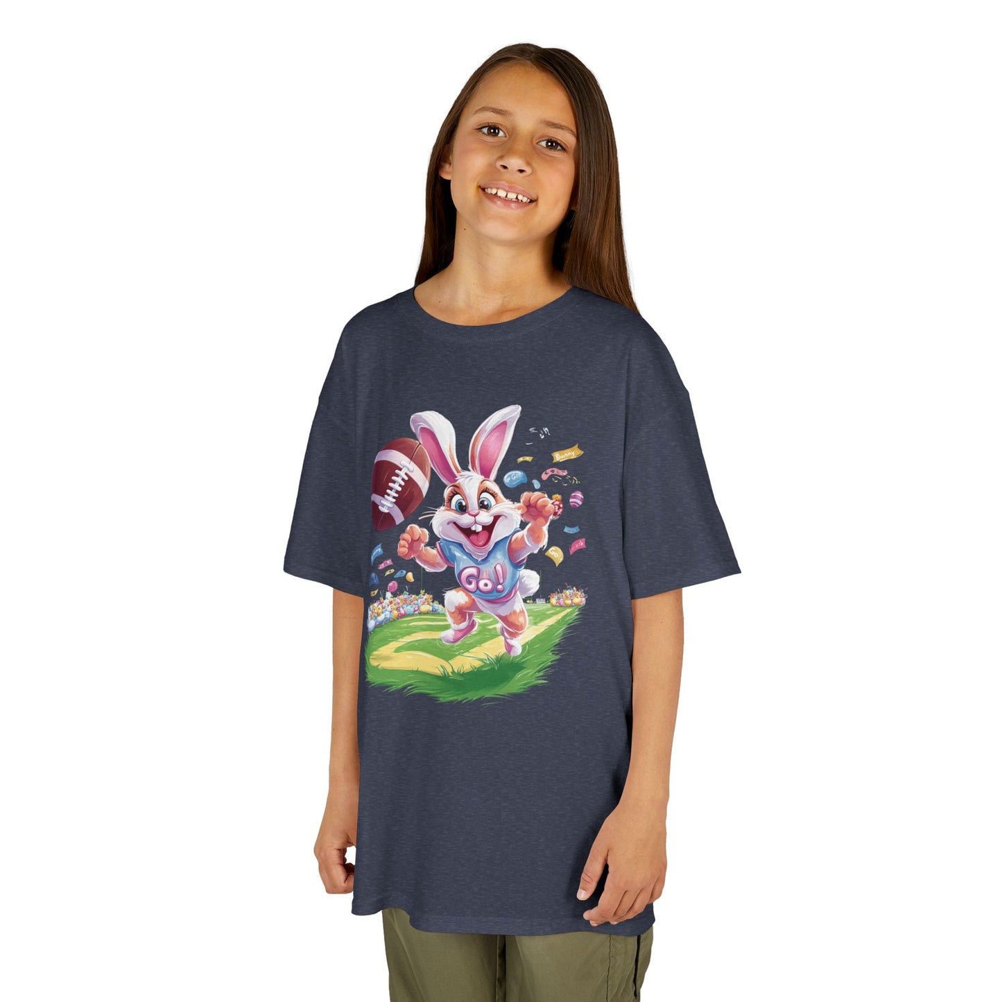 Touchdown Bunny Kids T-Shirt - Cute Easter Football Shirt for Kids, Fun Spring Outfit, Sports Bunny Tee Gift for Little Athletes Easter Gift