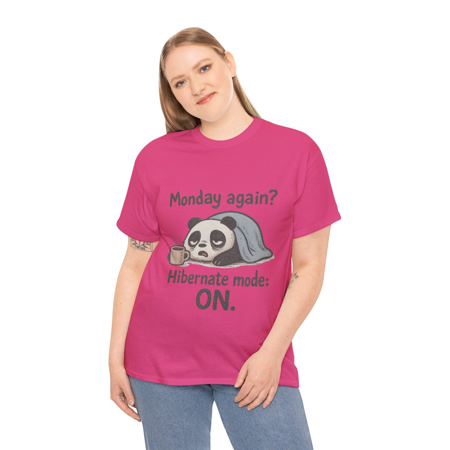 Funny Panda Hibernate Womens Tee, Cute Animal Shirt, Unisex Cotton Tee, Gift for Lazy Days, Monday Motivation T-shirt