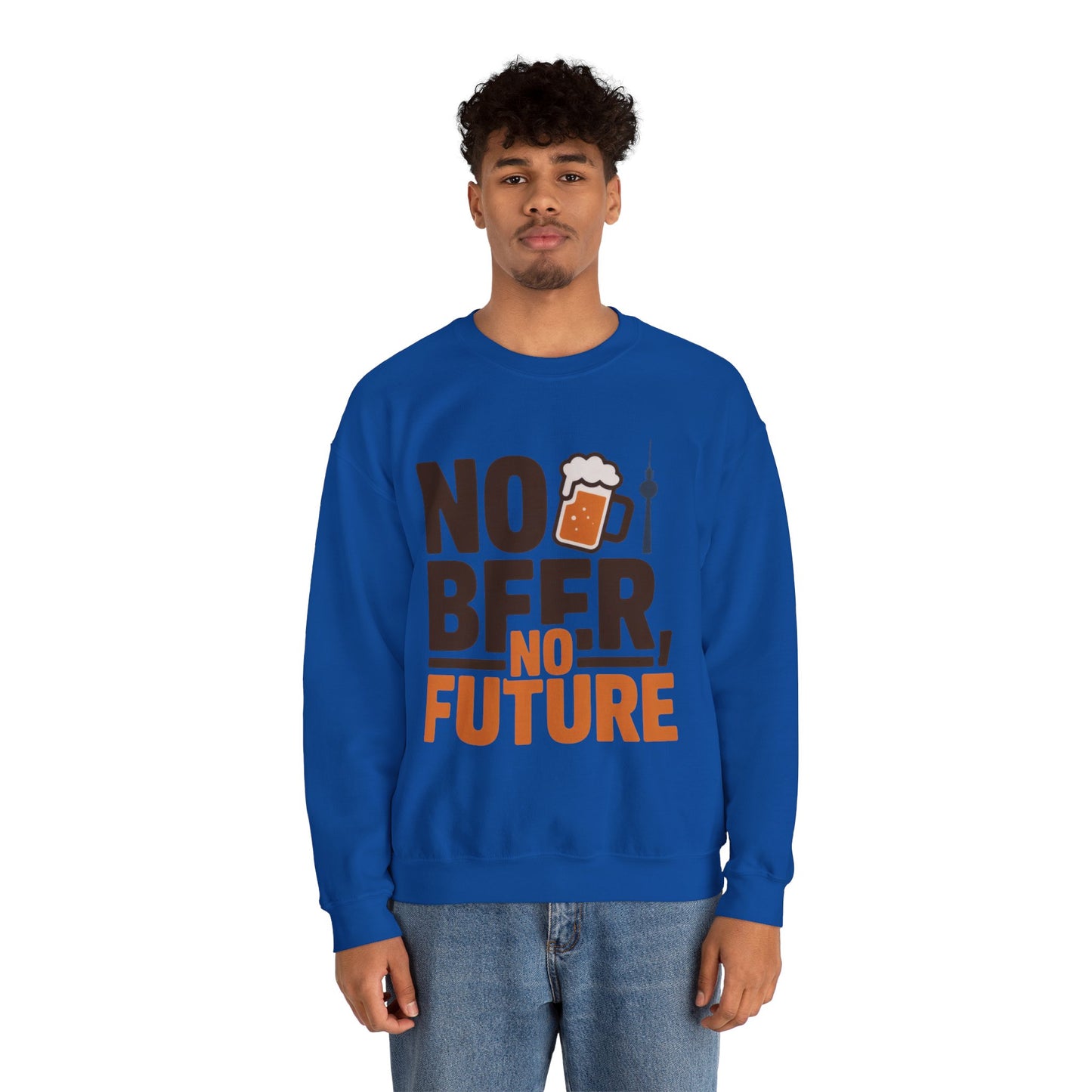 Mens Heavy Blend™ Crewneck Sweatshirt, No Beer No Future Funny Beer Mens Sweatshirt