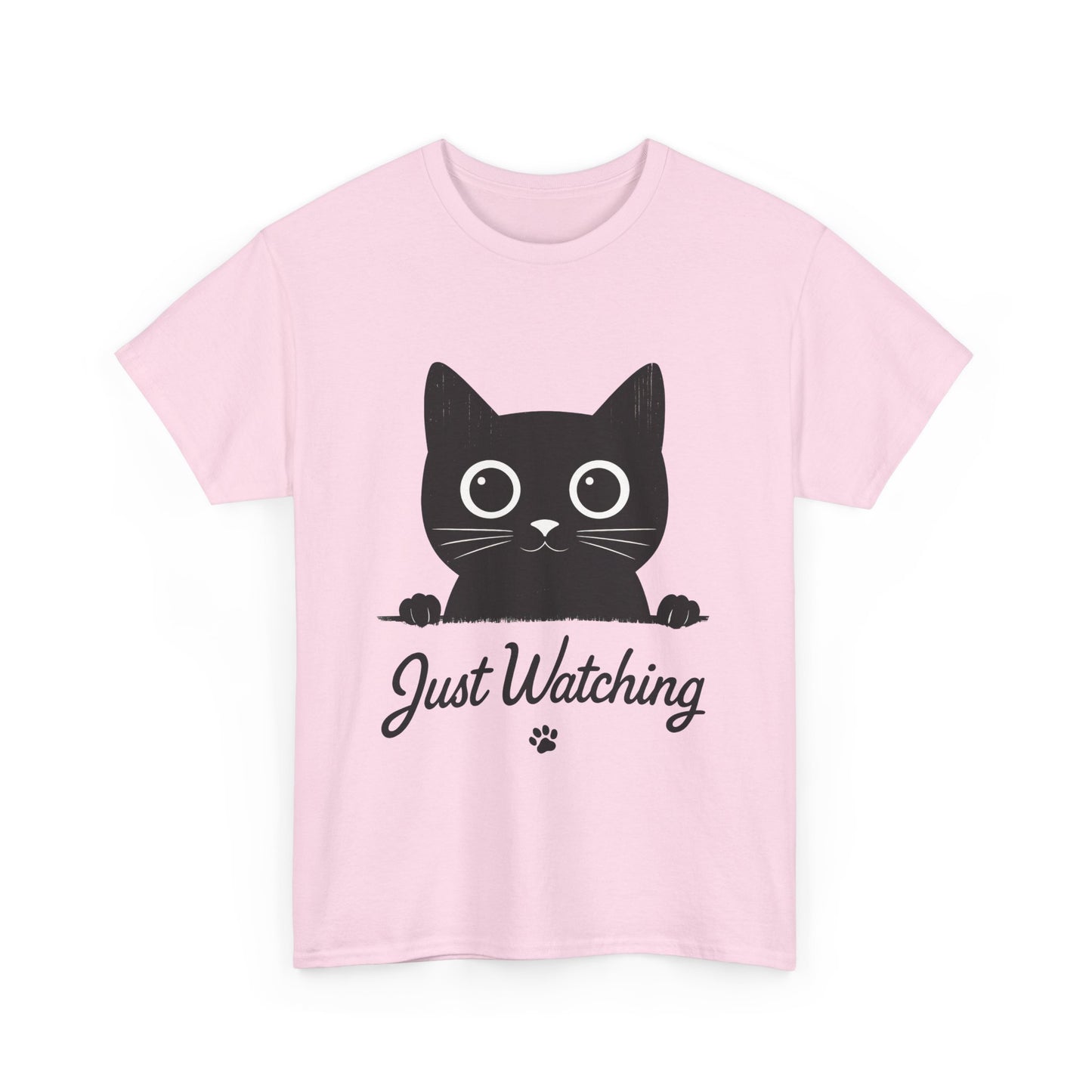 Cute Black Cat Shirt for Women - Just Watching Minimalist Kitty Tee - Funny Cat Lover Gift, Funny Pet Lover Gift, Animal Lover Tee