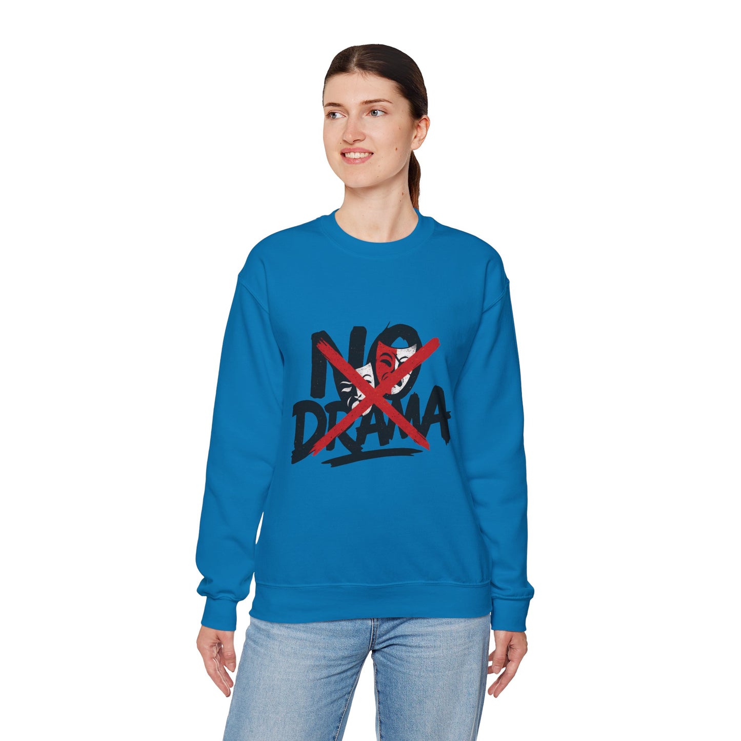 No Drama Crewneck Womens Sweatshirt, Cozy Sweatshirt, Relaxed Fit Pullover, Casual Gift for Friends, Everyday Comfort Apparel