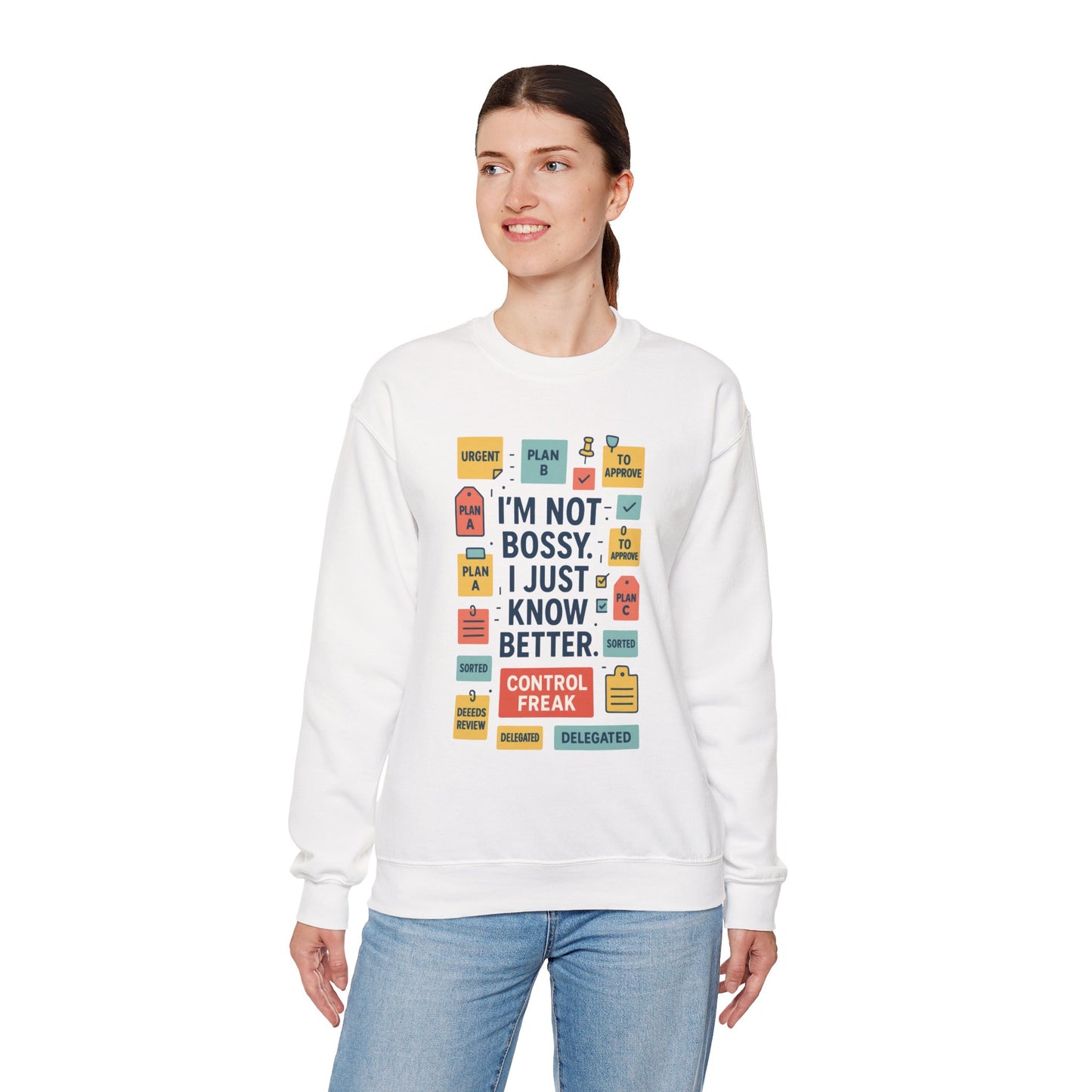 Funny Womens Control Freak Sweatshirt, Bold Sarcastic Quote Pullover, Ideal Gift for Bossy Friends, Funny Womens Sweatshirt