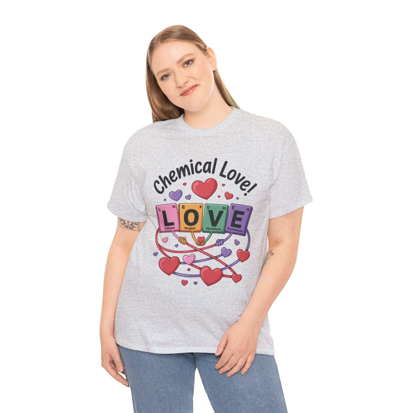 Chemical Love Unisex Heavy Cotton Tee, Cute Couple Shirt, Science Lovers Apparel, Valentines Day Top, Chemistry Lover Gift, Element Table