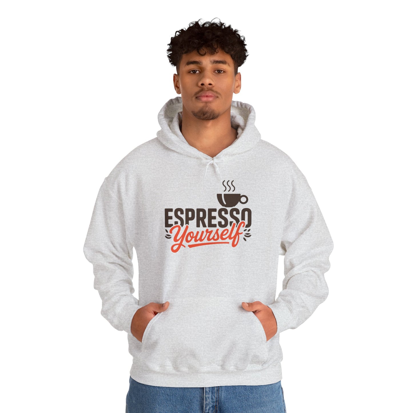 Men's Heavy Blend™ Hooded Sweatshirt, Espresso Yourself Mens Hoodie, Coffee Lover Funny Graphic Pullover