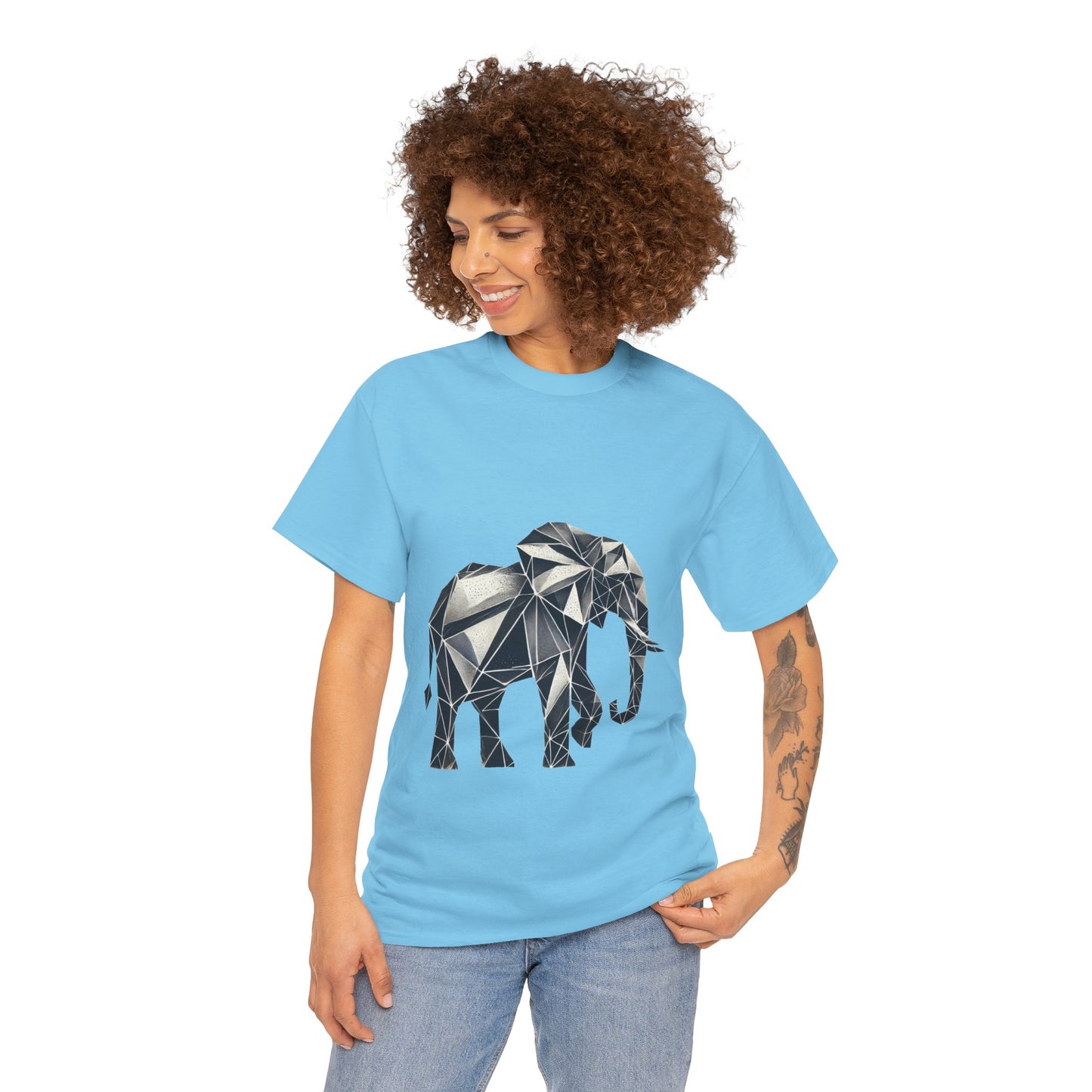 Geometric Elephant Tee - Minimalist Art Shirt, Nature Lover Gift, Animal Print T-Shirt, Unisex Cotton Tee, Eco-Friendly Wear