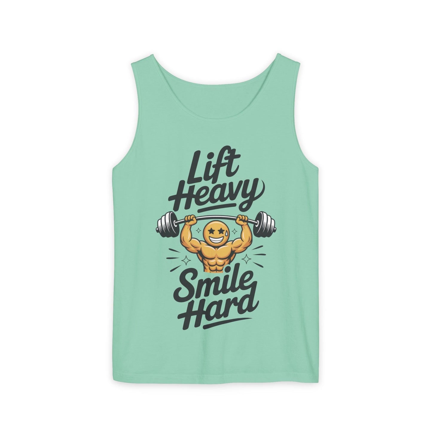 Mens Lift Heavy Smile Hard Tank Top, Funny Gym Workout Fitness Shirt, Mens Funny Gym Tank
