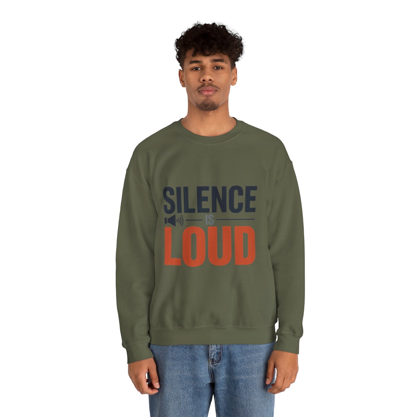 Mens Heavy Blend™ Crewneck Sweatshirt, Silence Is Loud Motivational Mens Sweatshirt