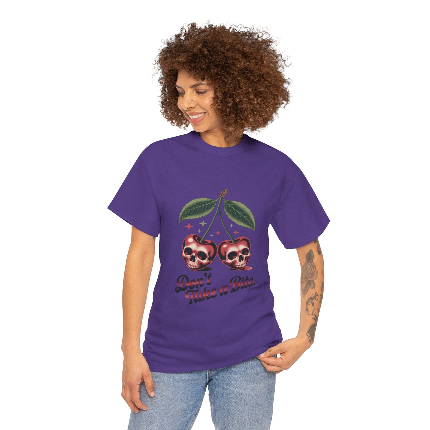 Skull Cherry Womens Graphic Tee, Edgy Tee, Unique Gift, Halloween Apparel, Cute Gothic Fruit Graphic Tee for Women, Funny Dark Style Shirt