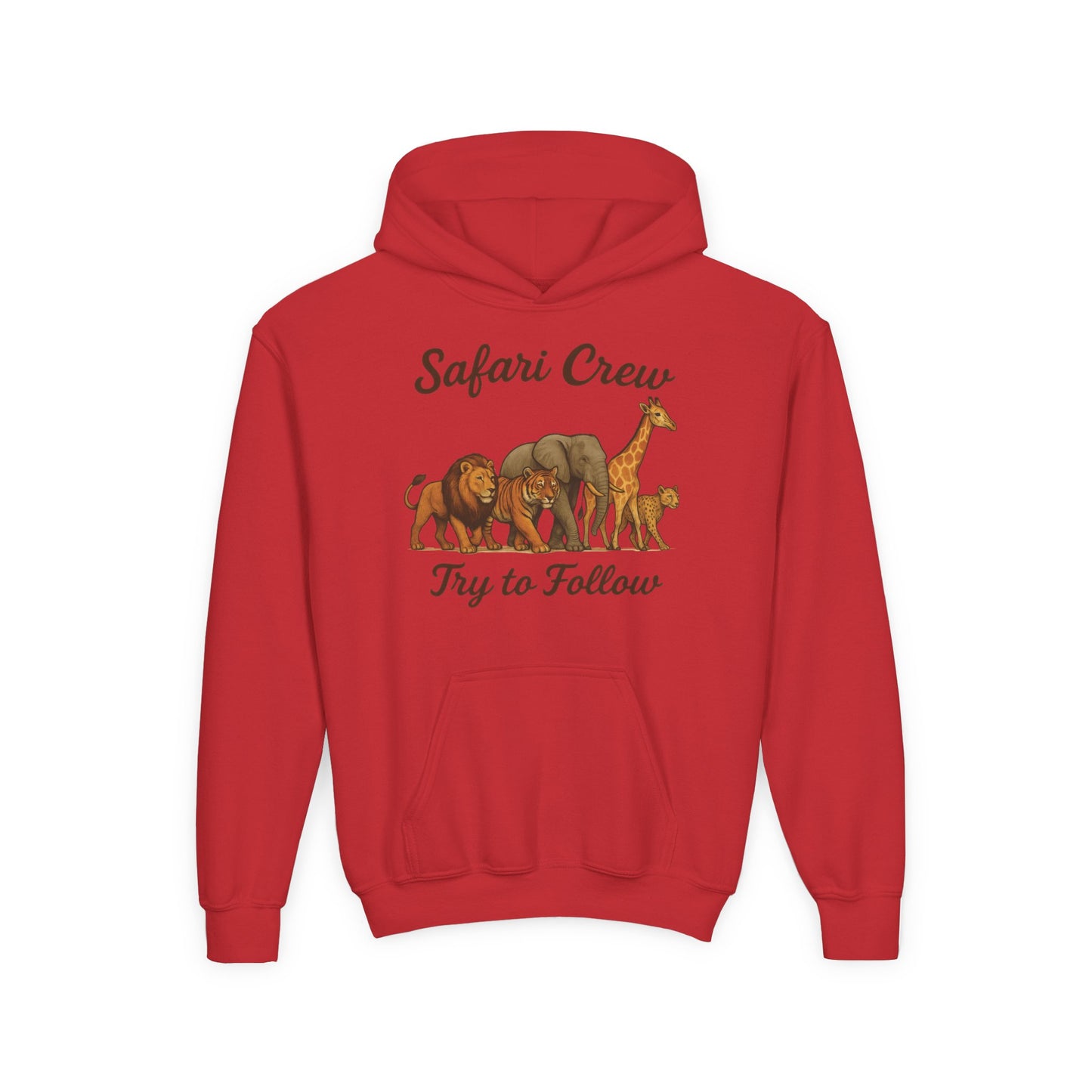 Safari Crew Youth Hoodie, Lion Tiger Elephant Giraffe Sweatshirt, Cool Safari Animal Graphic, Nature Explorer Gift, Youth Hoodie
