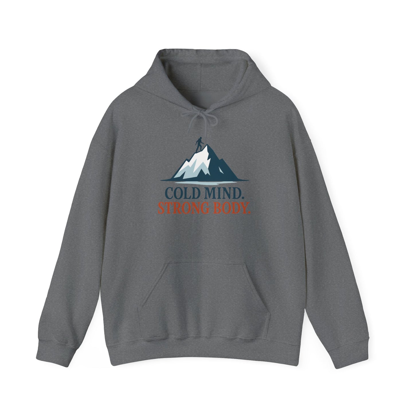 Men's Heavy Blend™ Hooded Sweatshirt, Cold Mind Strong Body Sweatshirt, Nordic Mountain Minimalist Pullover