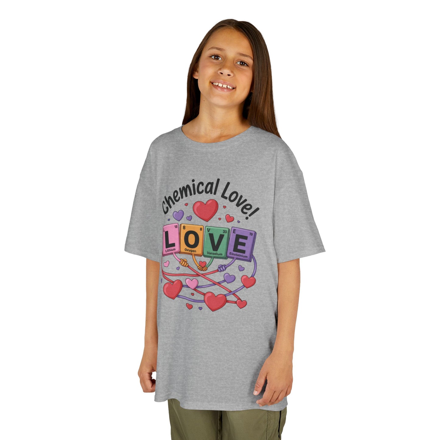 Kids Love Chemistry Girl Tee - Cute Gift for Science Lovers, Valentine's Day, Fun Classroom Wear, Adorable Kids Shirt, Colorful Kids Apparel