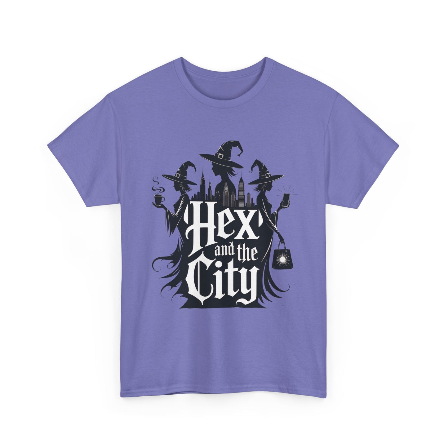 Women's Hex and the City Witch Shirt, Gothic Witches New York Skyline Halloween T-Shirt for Women