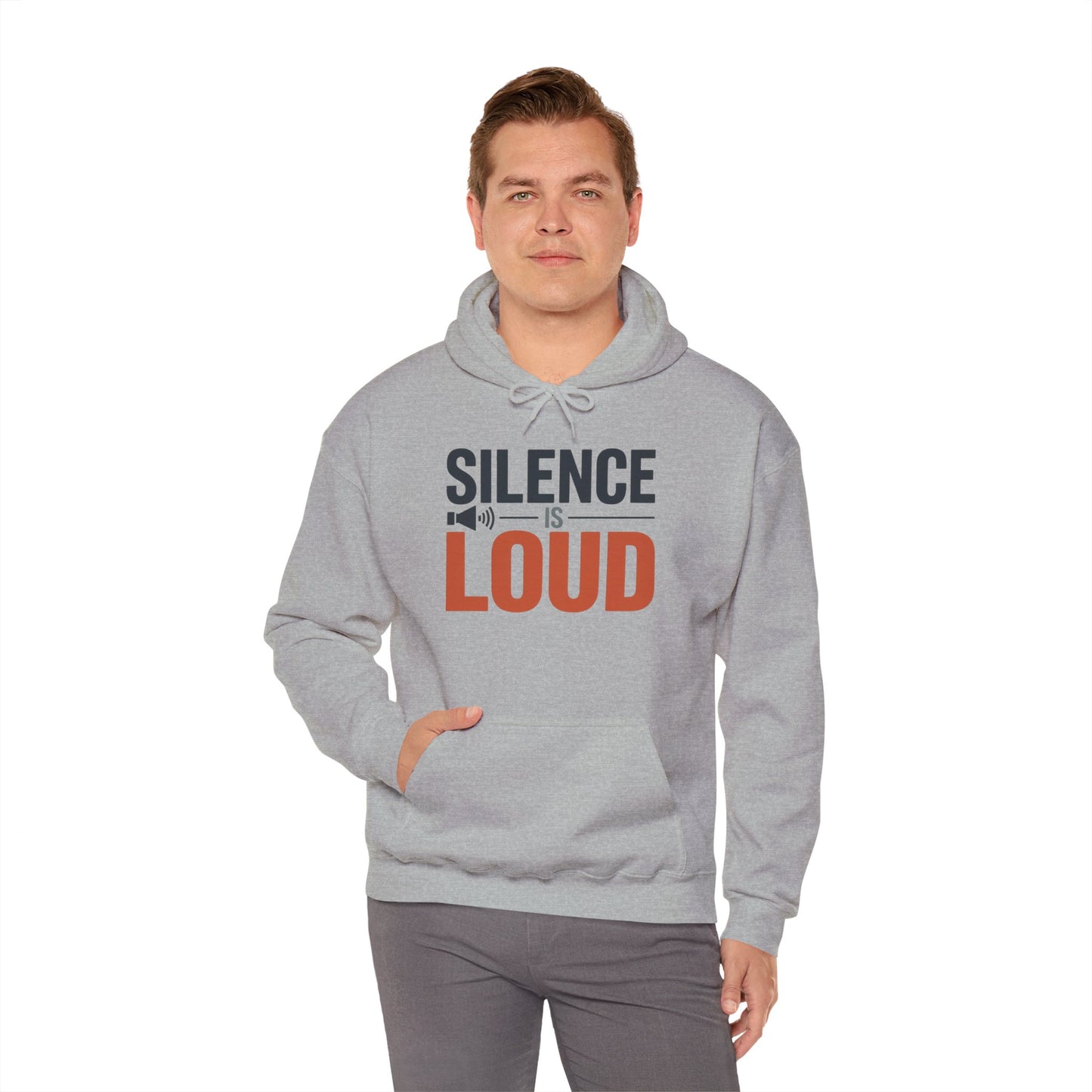 Mens Heavy Blend™ Hooded Sweatshirt, Silence Is Loud Graphic Motivational Mens Hoodie