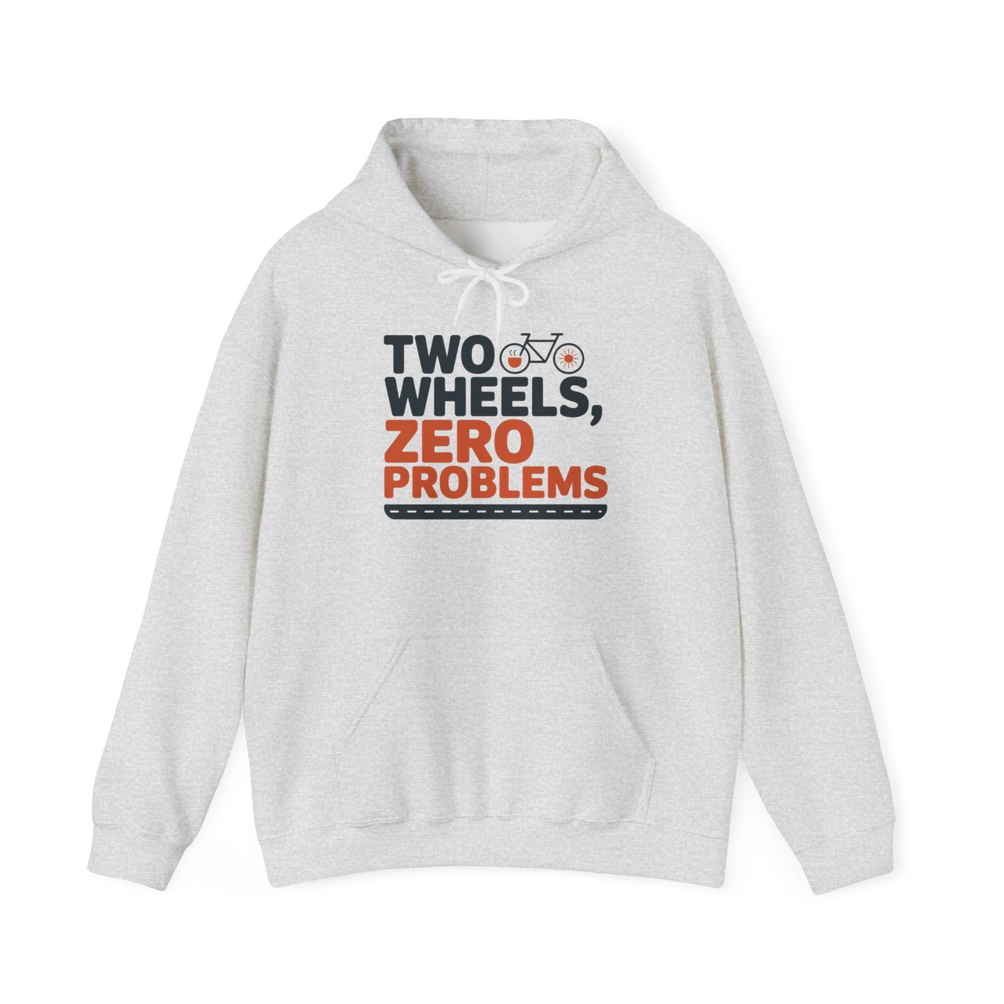 Men's Heavy Blend™ Hooded Sweatshirt, Two Wheels Zero Problems Mens Funny Cycling Hoodie, Cyclist Gift